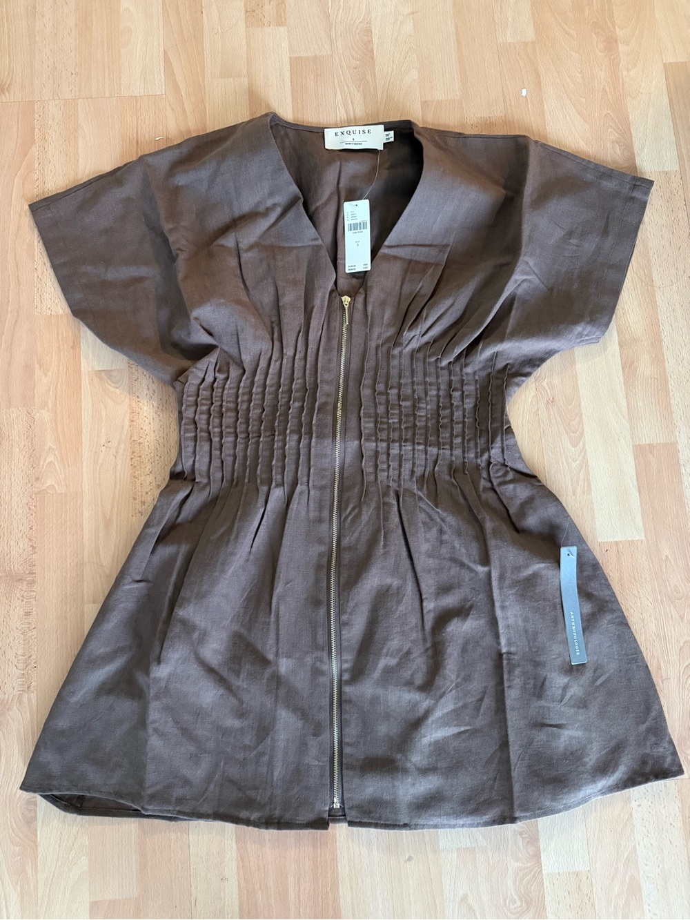 Exquise Brown Zippered mini dress- Anthropologie
